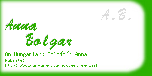 anna bolgar business card